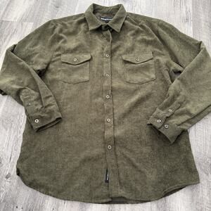 Molokai Surf Co. Corduroy Shirt Mebs XL Green Long Sleeve Casual Coastal Layer
